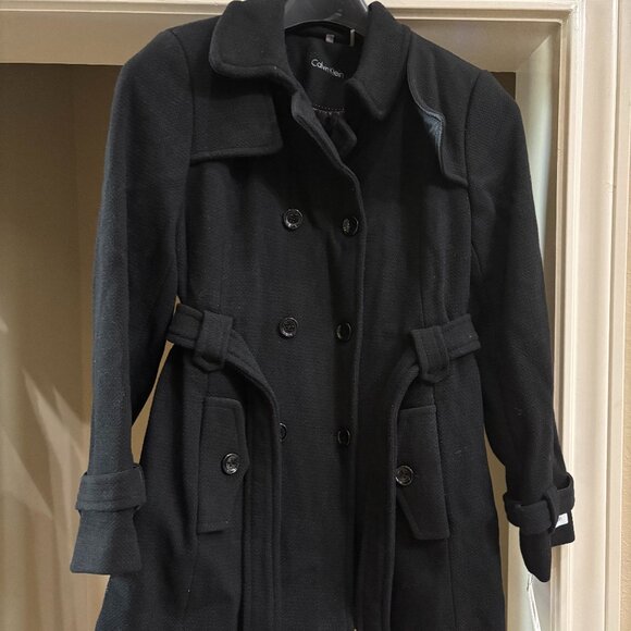 NWT CALVIN KLEIN BELTED WOOL COAT XL - Picture 1 of 16
